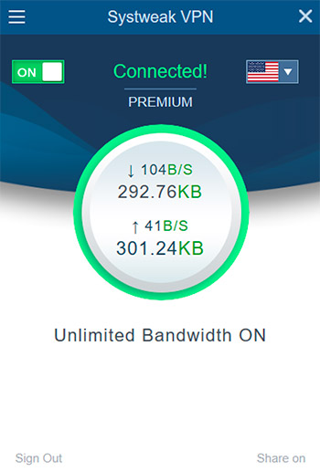 Systweak VPN Bandwidth